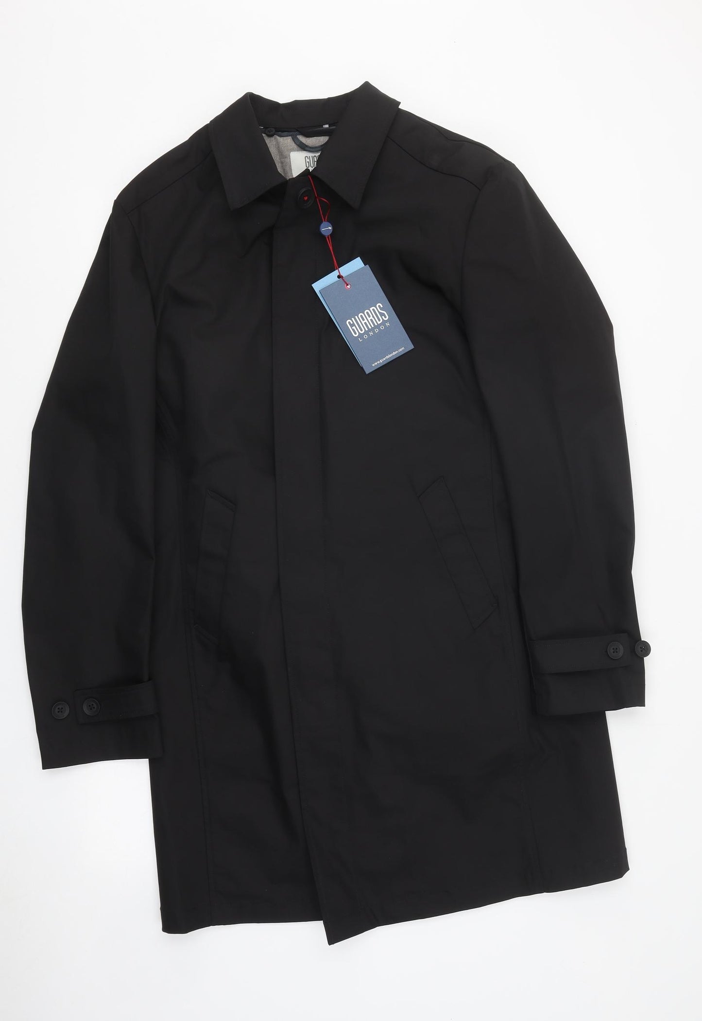 Guards London Mens Black Overcoat Coat Size 42 Button