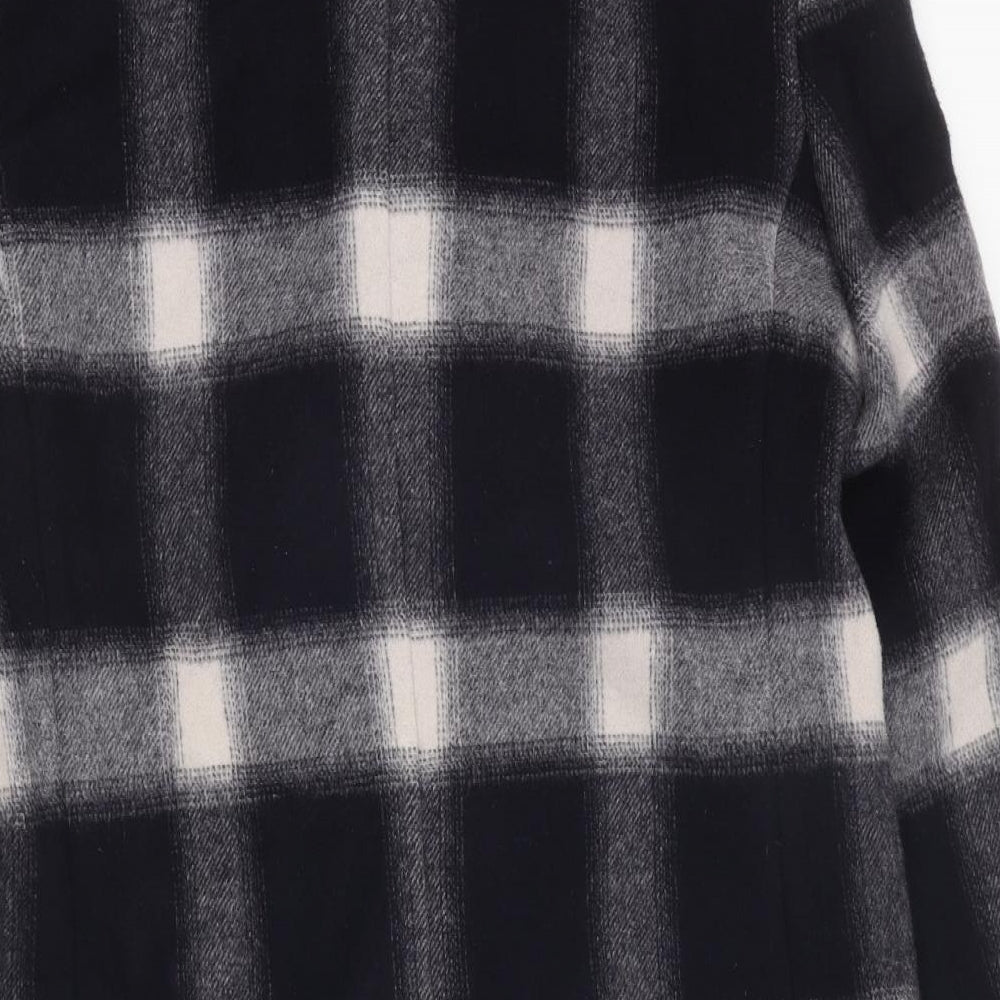 Guards London Mens Black Plaid Pea Coat Coat Size L Button