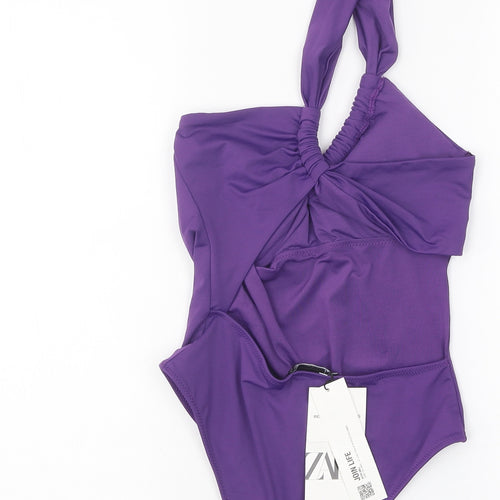 Zara Womens Purple Viscose Leotard One-Piece Size S Pullover