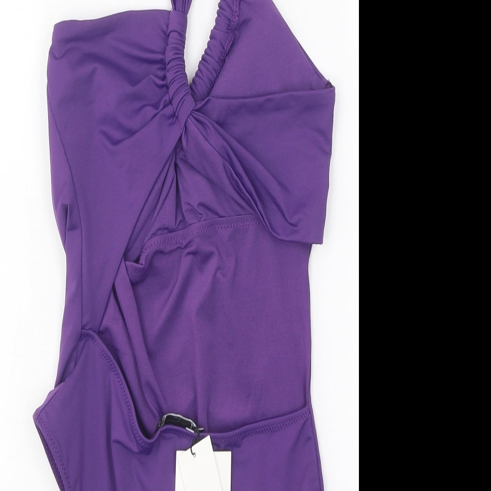 Zara Womens Purple Viscose Leotard One-Piece Size S Pullover