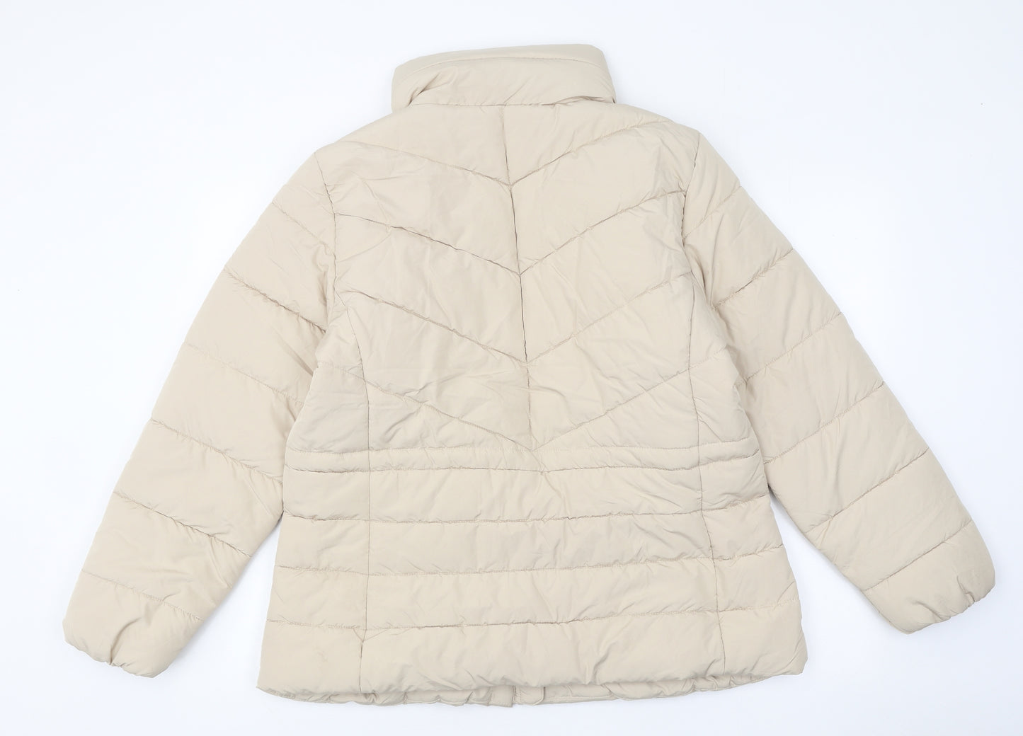 Marks and Spencer Womens Beige Puffer Jacket Coat Size 16 Zip