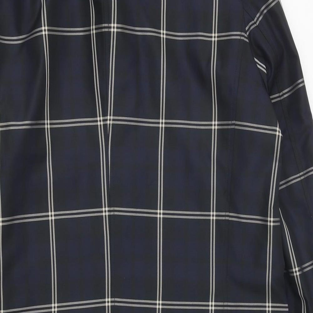 Guards London Mens Black Plaid Pea Coat Coat Size 42 Button