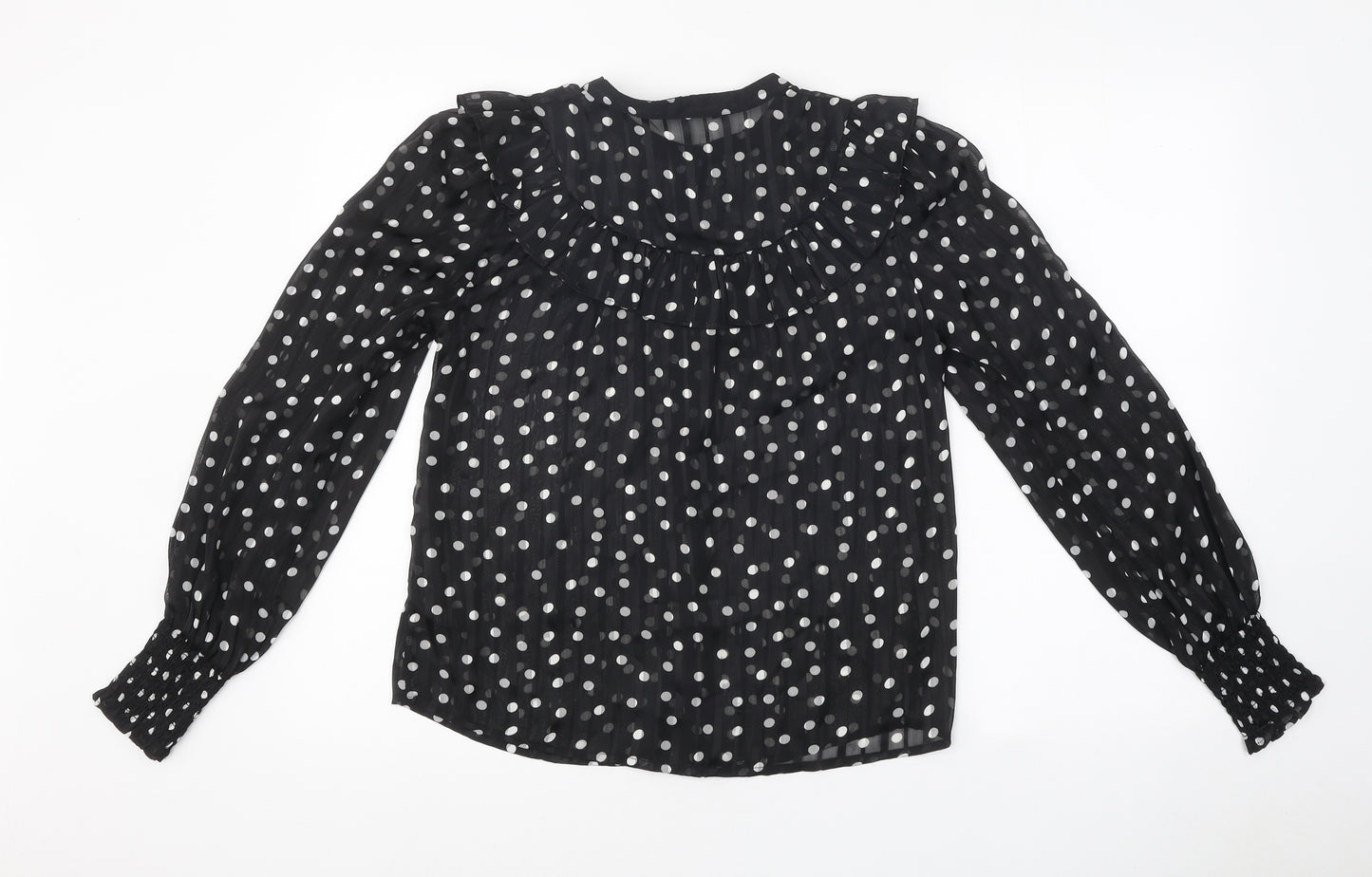 George Womens Black Polka Dot Polyester Basic Blouse Size 8 Round Neck