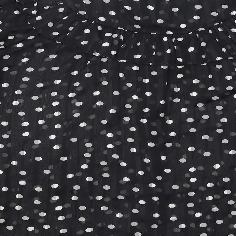 George Womens Black Polka Dot Polyester Basic Blouse Size 8 Round Neck