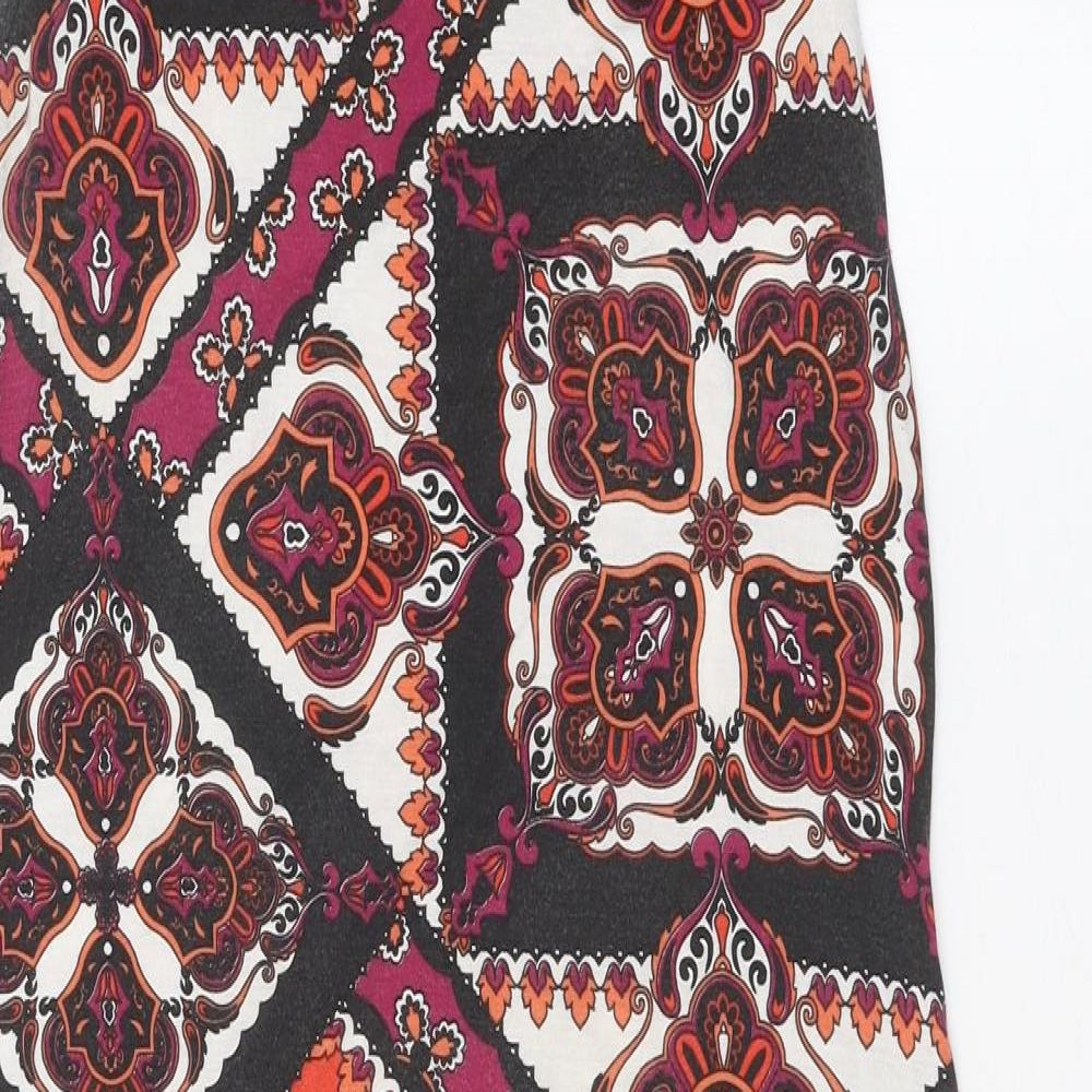 New Look Womens Multicoloured Geometric Polyester Tank Dress Size 12 Round Neck Pullover