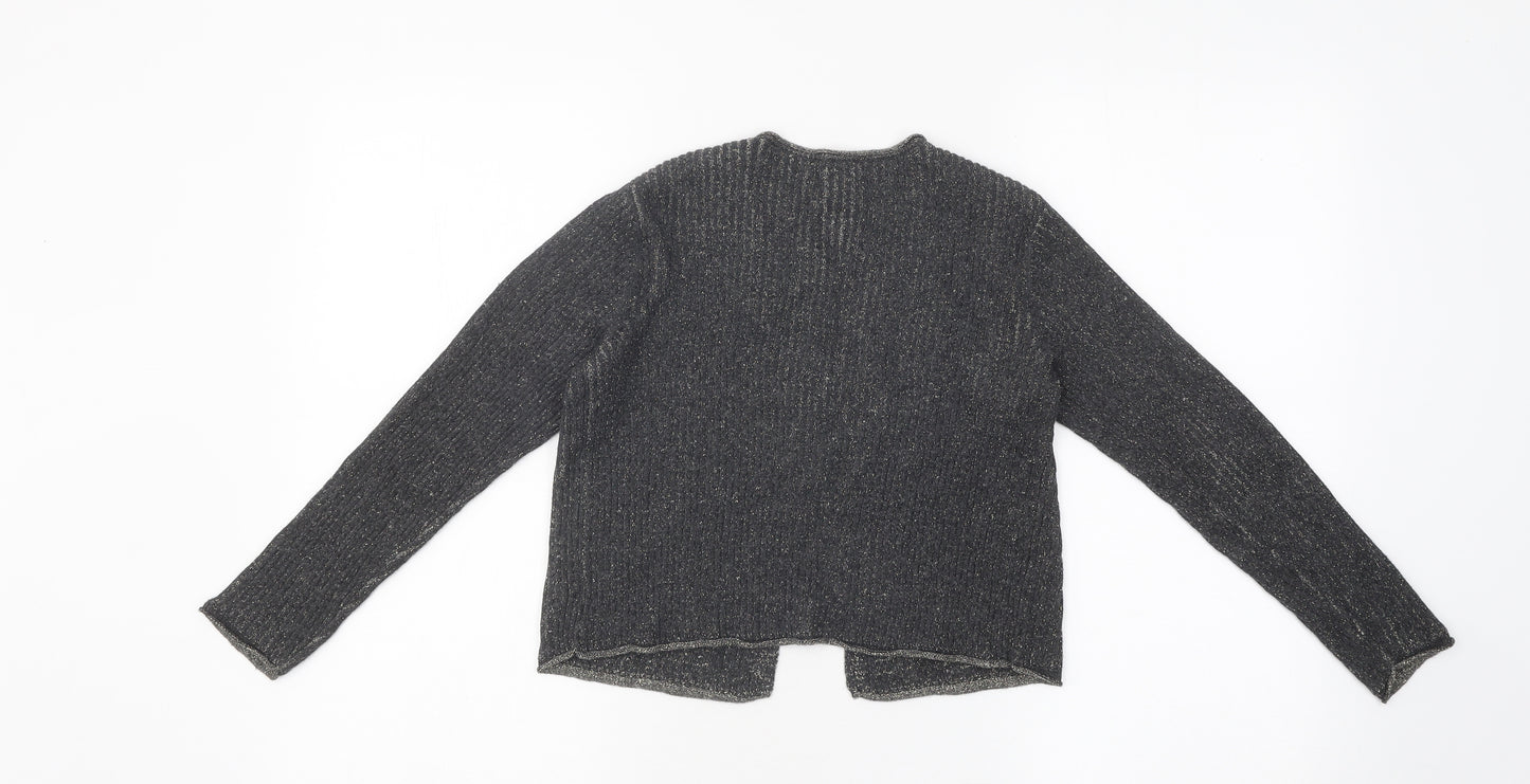 Zara Girls Grey Round Neck Wool Blend Cardigan Jumper Size 9 Years Button