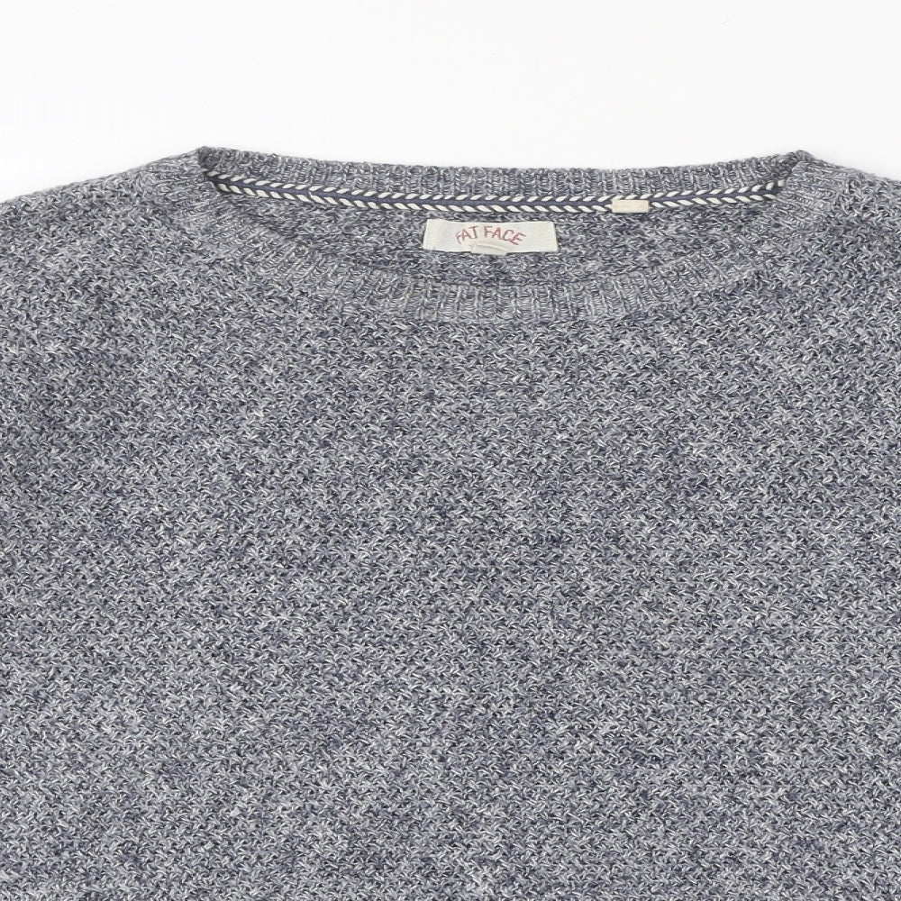 Fat Face Womens Blue Round Neck Cotton Pullover Jumper Size 10
