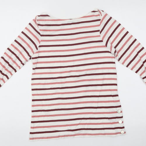 Collections Womens White Striped Polyester Basic Blouse Size 10 Roll Neck