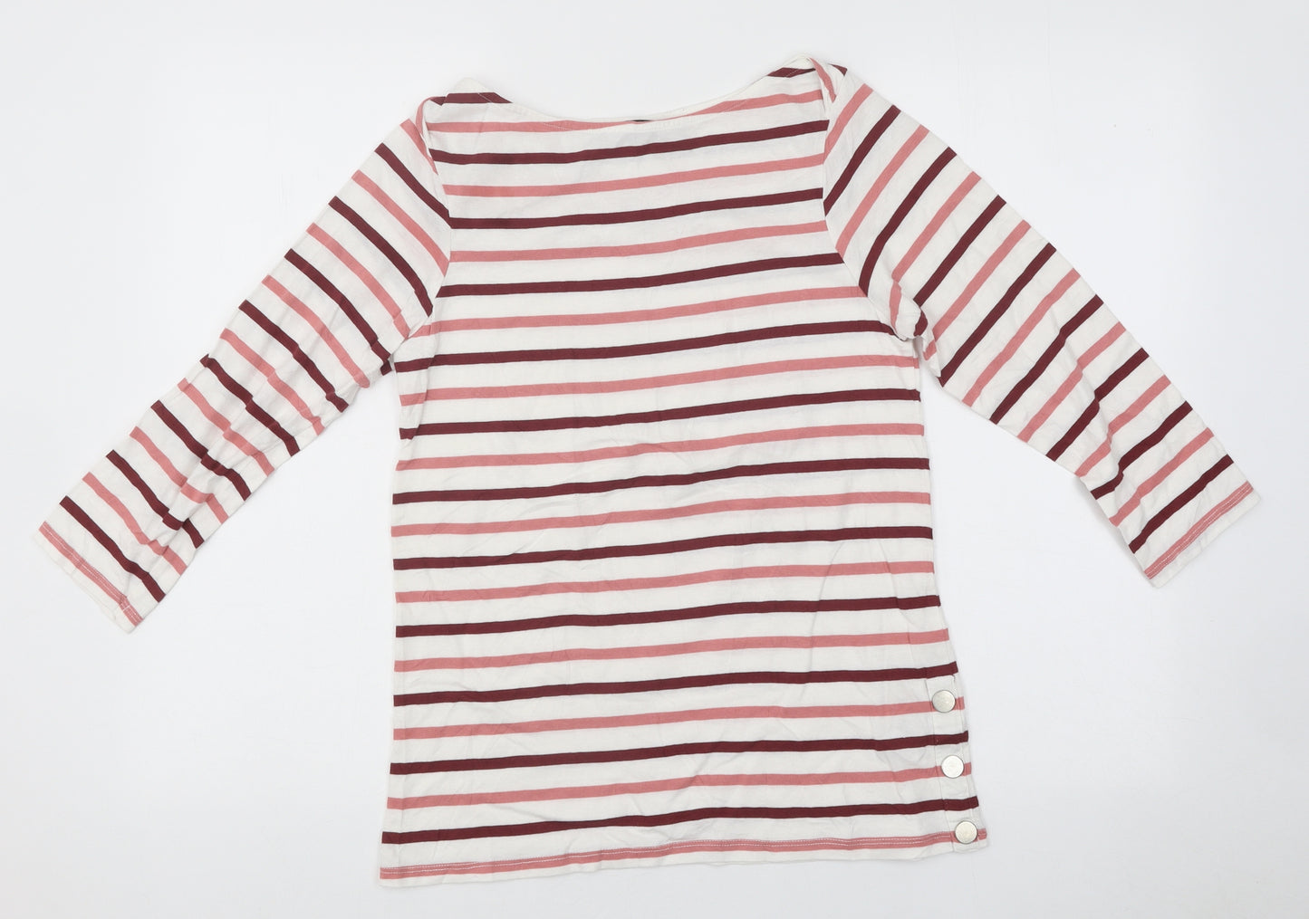 Collections Womens White Striped Polyester Basic Blouse Size 10 Roll Neck
