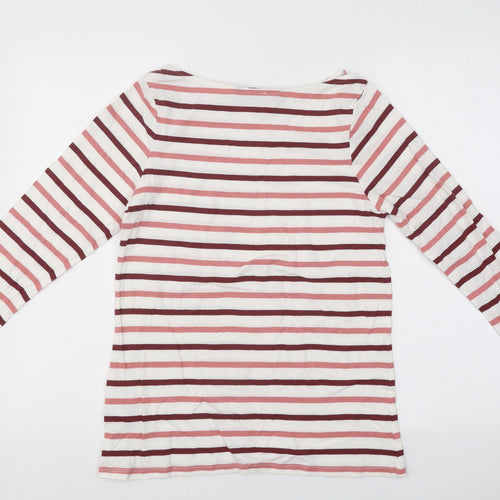 Collections Womens White Striped Polyester Basic Blouse Size 10 Roll Neck