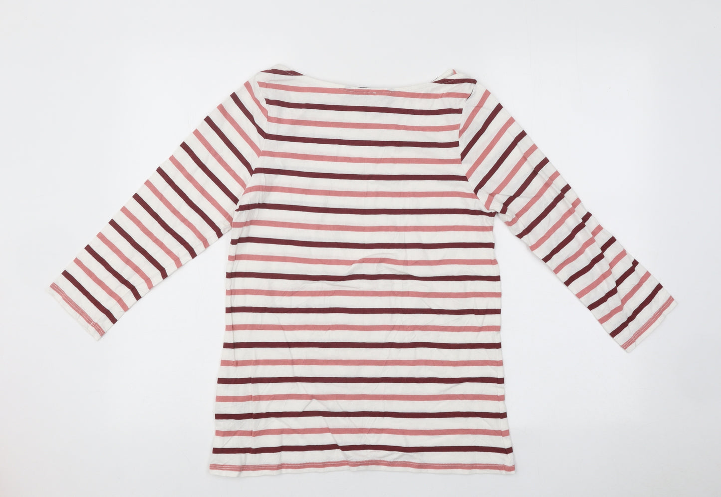Collections Womens White Striped Polyester Basic Blouse Size 10 Roll Neck