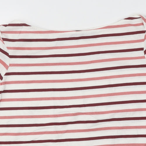 Collections Womens White Striped Polyester Basic Blouse Size 10 Roll Neck
