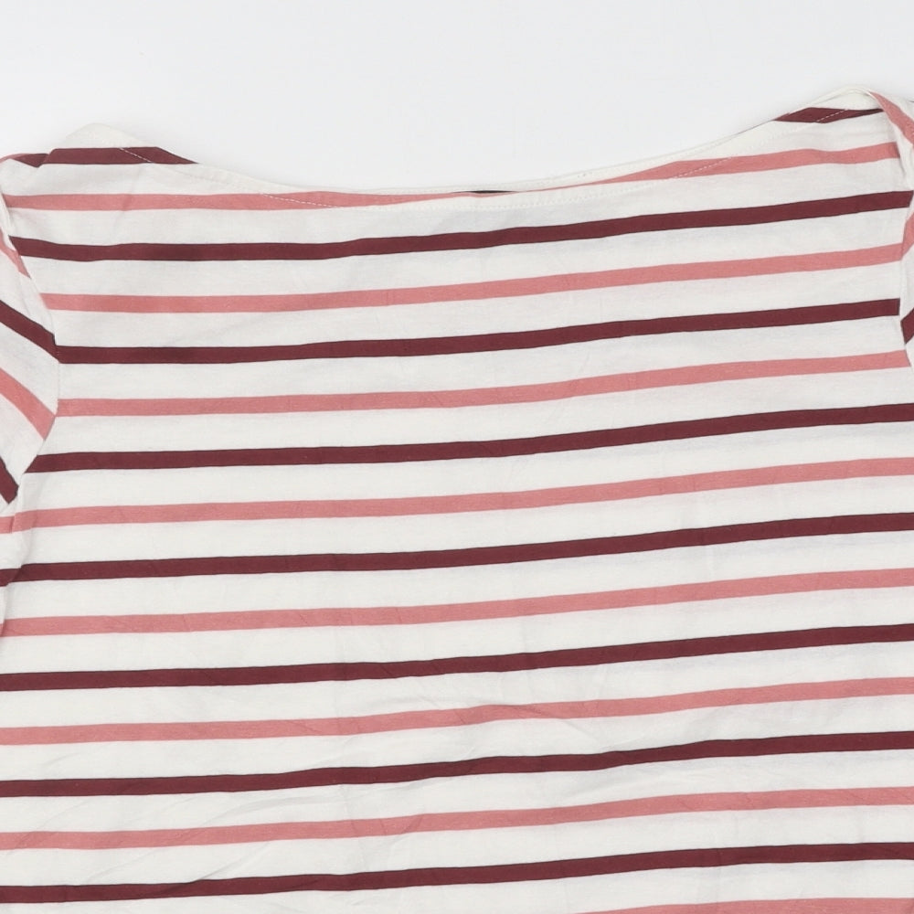 Collections Womens White Striped Polyester Basic Blouse Size 10 Roll Neck
