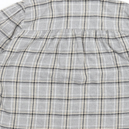 My Essentials Waredrobe Womens Grey Plaid Cotton Basic Button-Up Size 8 Collared
