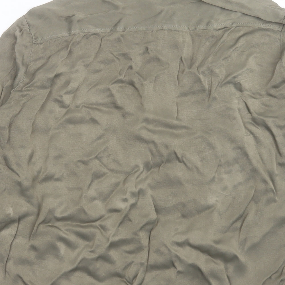 Zara Womens Green Viscose Basic Blouse Size M Collared