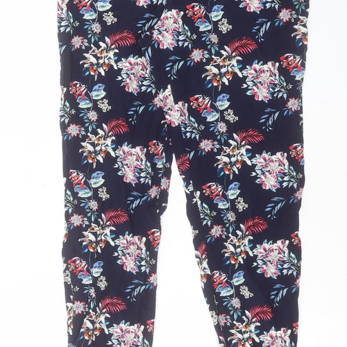 Oasis Womens Multicoloured Floral Viscose Trousers Size 16 L30 in Regular