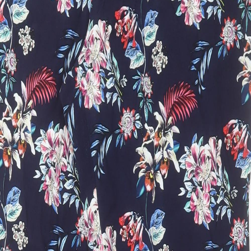 Oasis Womens Multicoloured Floral Viscose Trousers Size 16 L30 in Regular