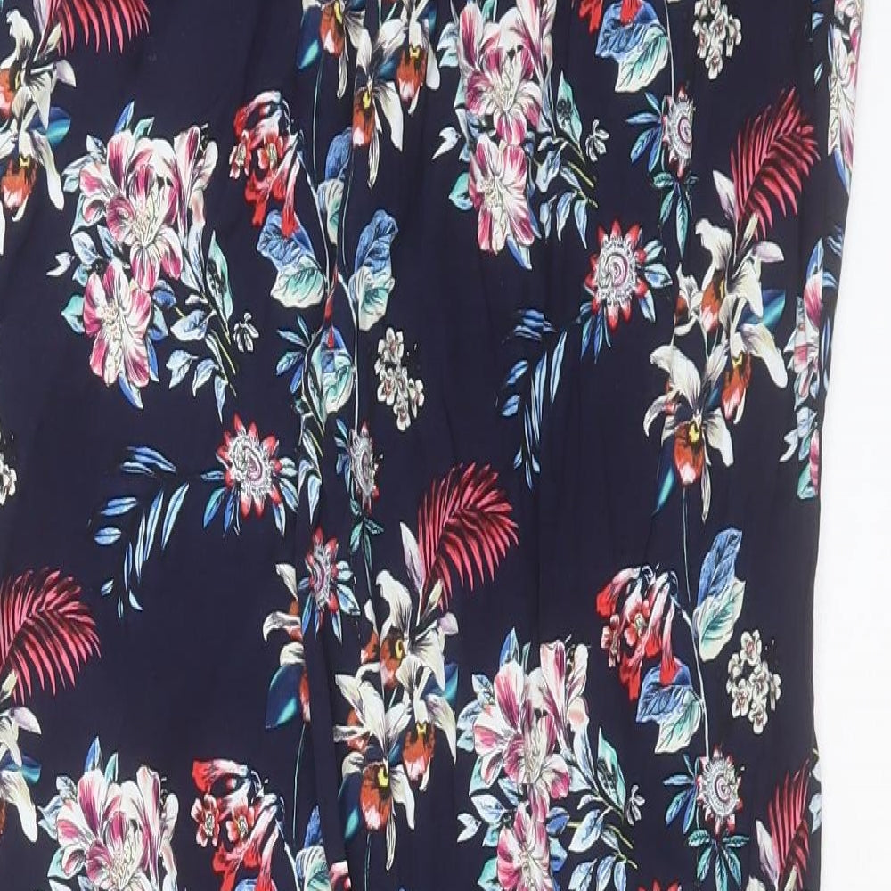 Oasis Womens Multicoloured Floral Viscose Trousers Size 16 L30 in Regular