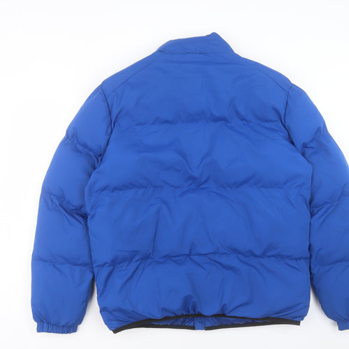 Brave Soul Mens Blue Puffer Jacket Jacket Size L Zip