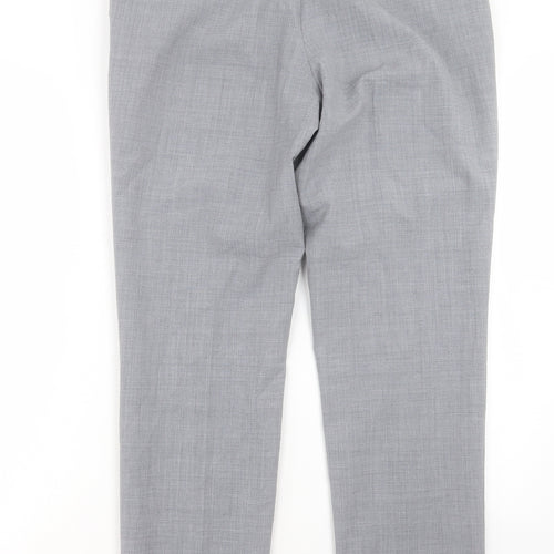 Pure Womens Grey Wool Chino Trousers Size 12 L30 in Regular Hook & Eye