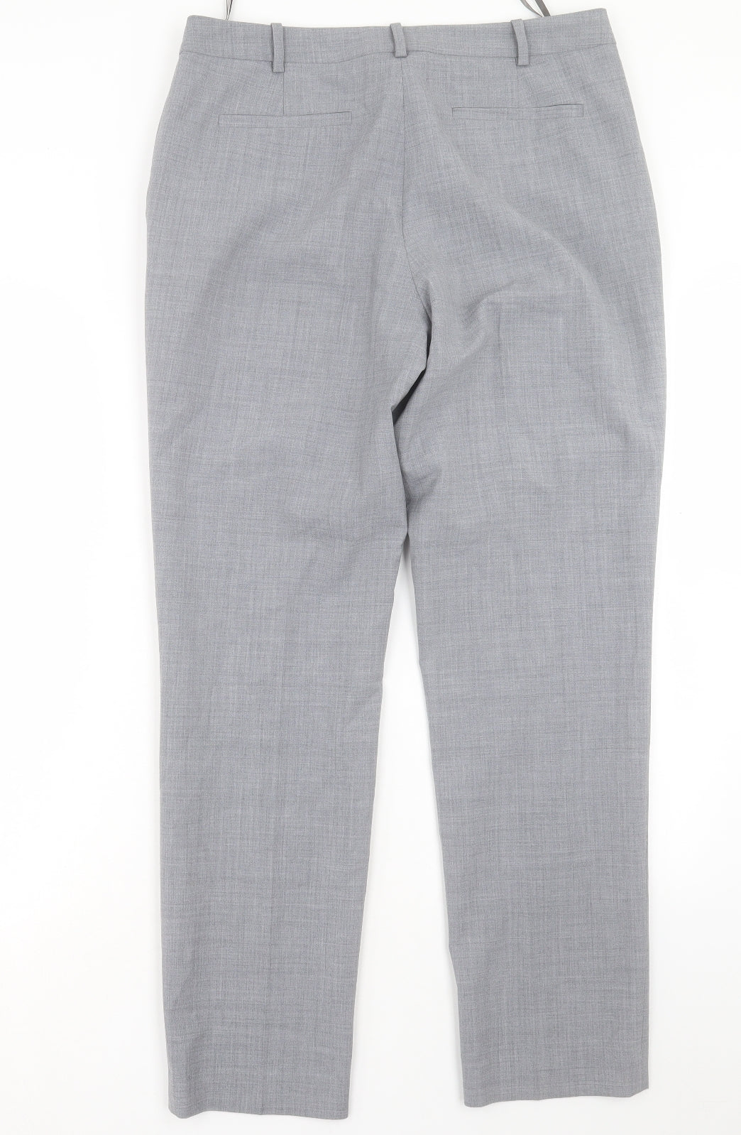 Pure Womens Grey Wool Chino Trousers Size 12 L30 in Regular Hook & Eye
