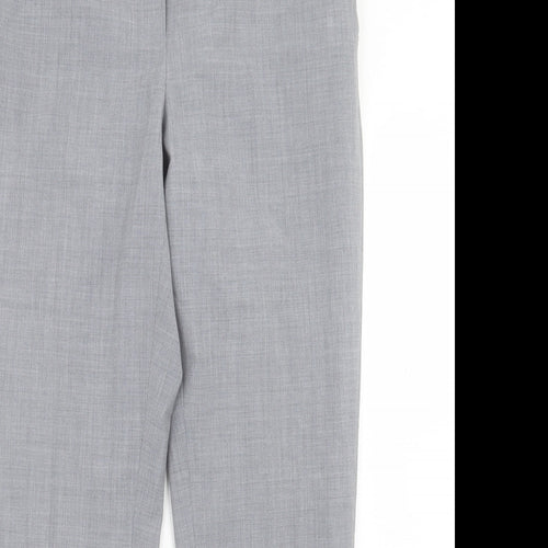 Pure Womens Grey Wool Chino Trousers Size 12 L30 in Regular Hook & Eye