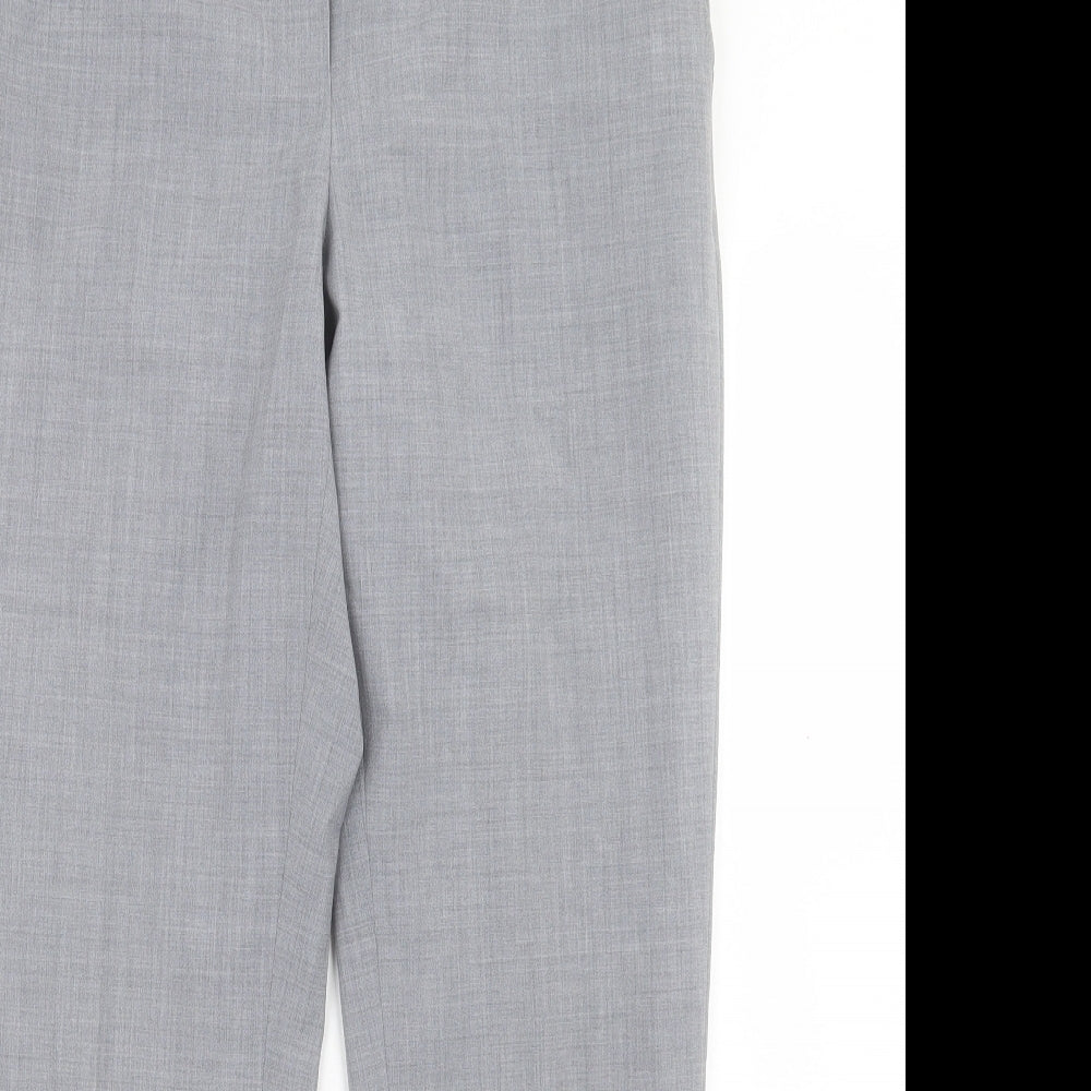 Pure Womens Grey Wool Chino Trousers Size 12 L30 in Regular Hook & Eye