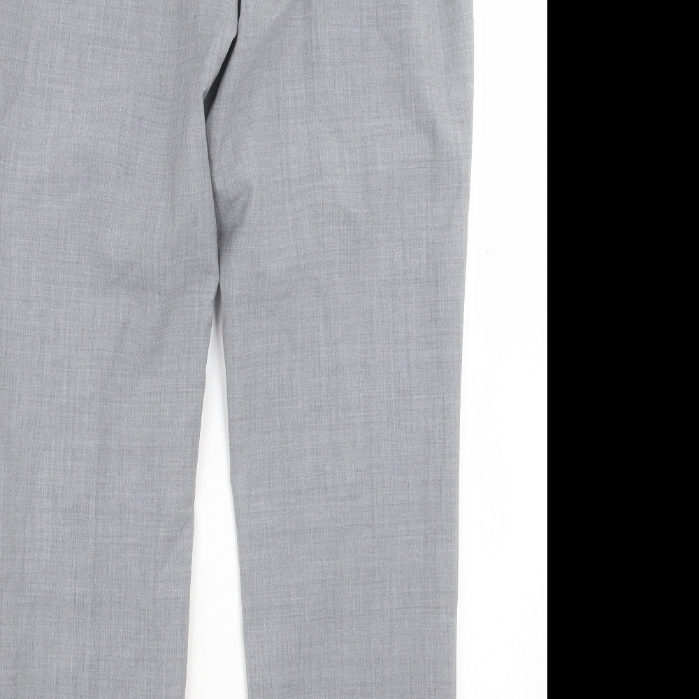 Pure Womens Grey Wool Chino Trousers Size 12 L30 in Regular Hook & Eye