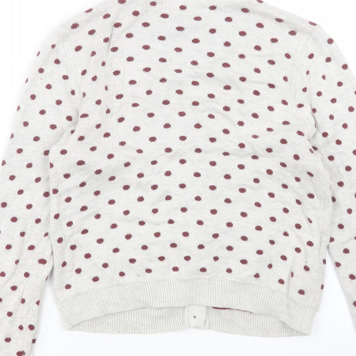 FOREVER 21 Womens Grey V-Neck Polka Dot Cotton Cardigan Jumper Size S