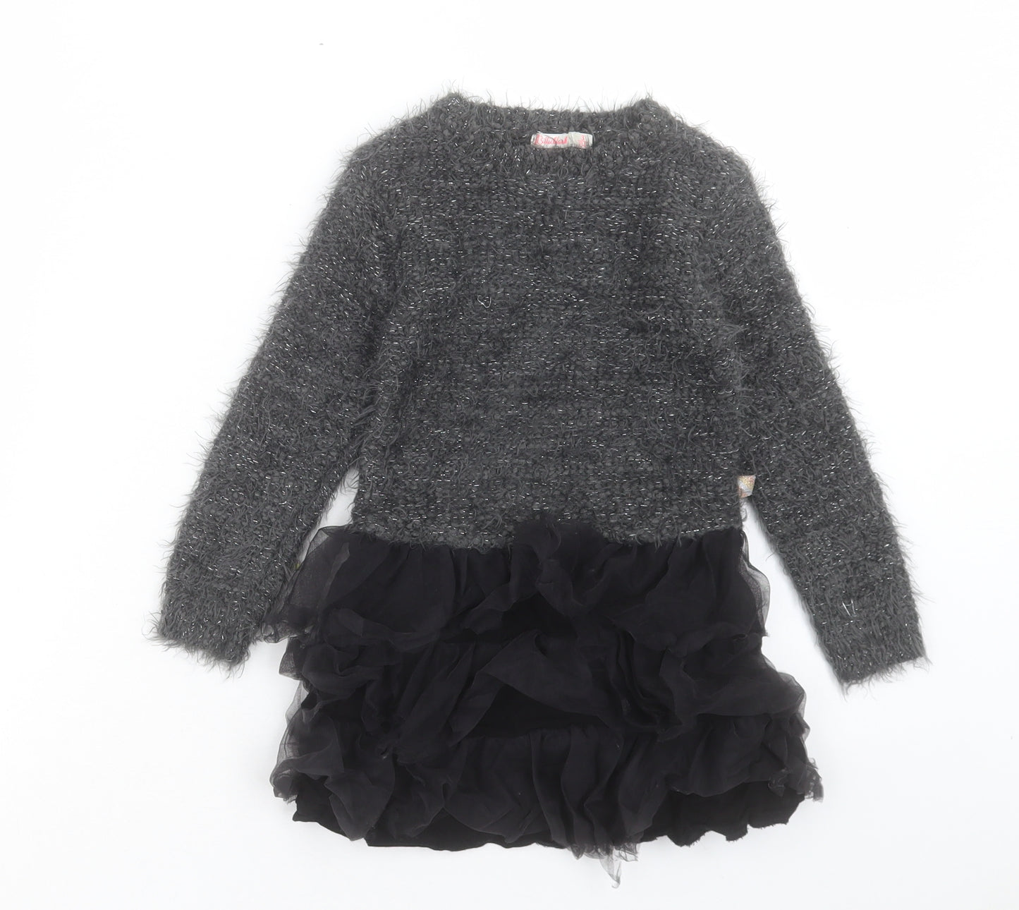 Billieblush Girls Grey Acrylic Jumper Dress Size 3XL Round Neck Pullover