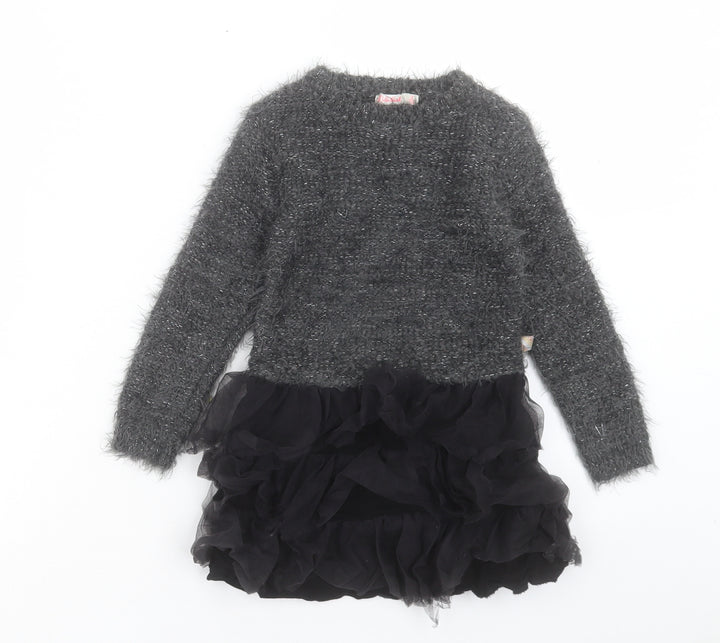Billieblush Girls Grey Acrylic Jumper Dress Size 3XL Round Neck Pullover