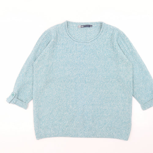 EWM Womens Blue Round Neck Acrylic Pullover Jumper Size L