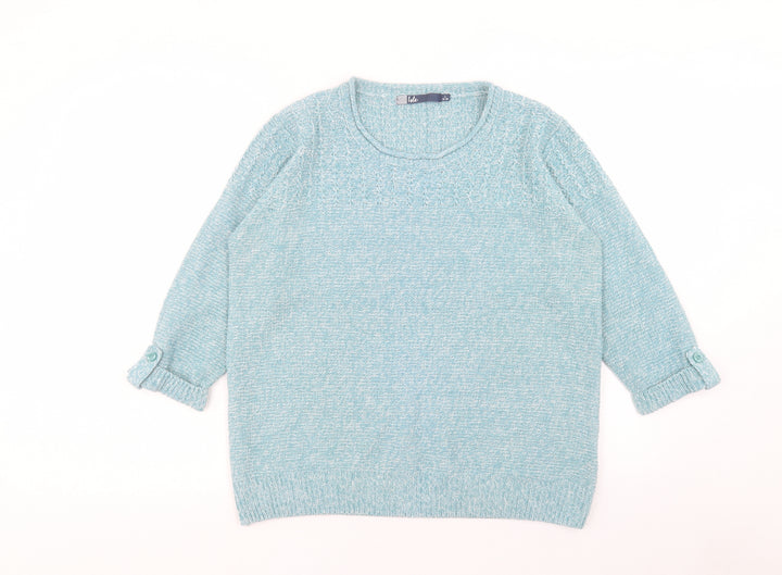 EWM Womens Blue Round Neck Acrylic Pullover Jumper Size L