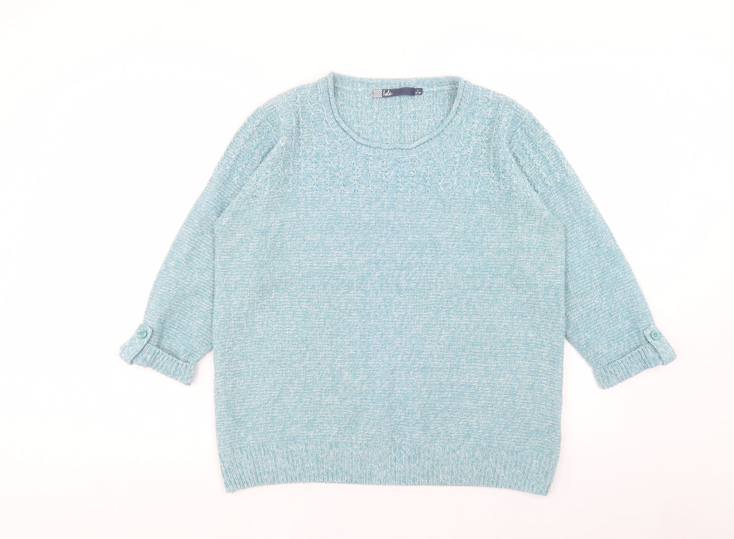 EWM Womens Blue Round Neck Acrylic Pullover Jumper Size L