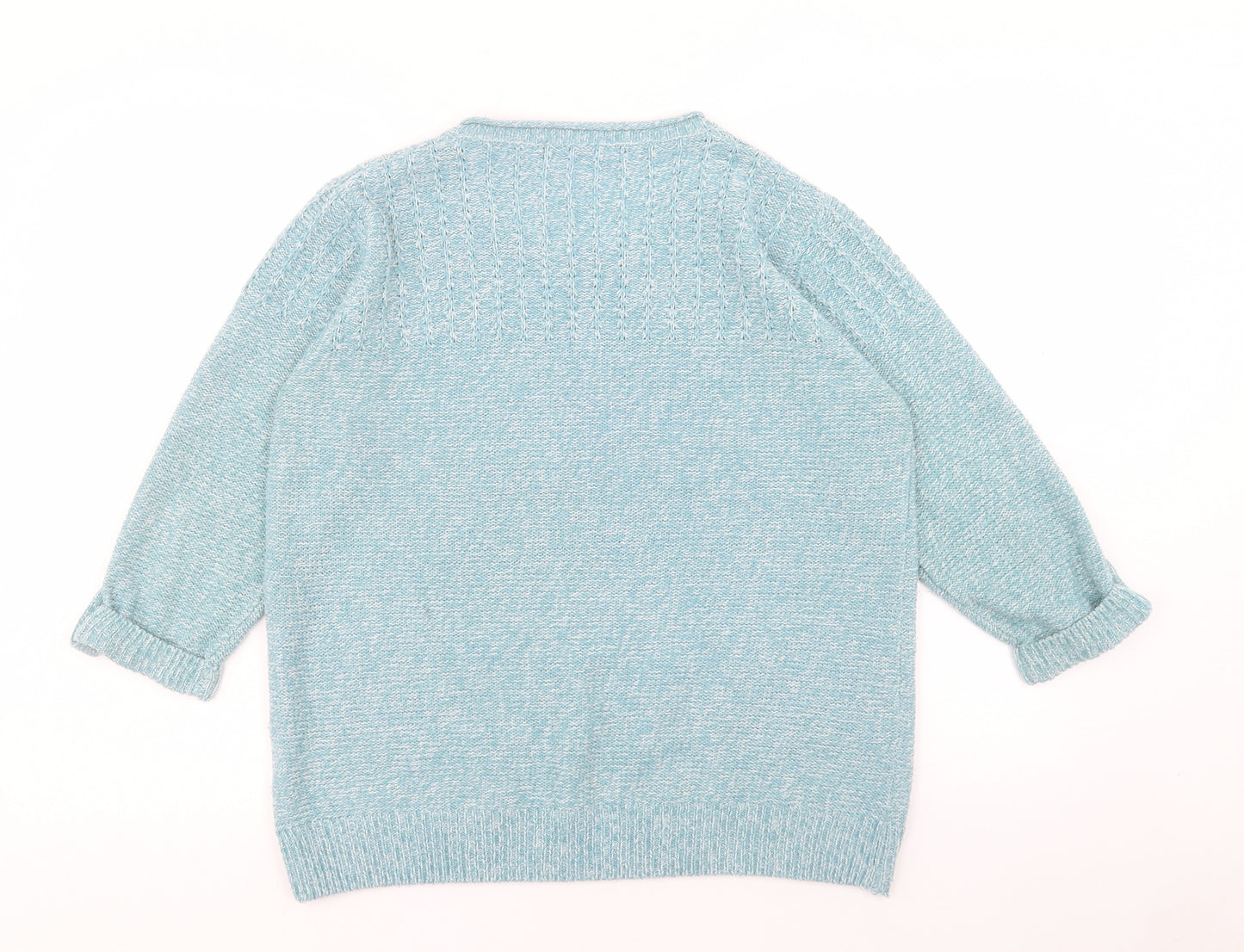 EWM Womens Blue Round Neck Acrylic Pullover Jumper Size L