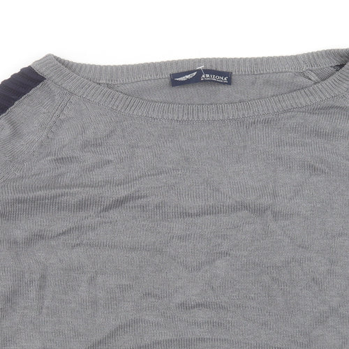 AriZona Womens Grey Boat Neck Geometric Cotton Pullover Jumper Size 22