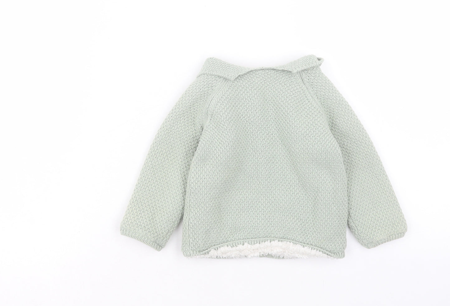 Mothercare Girls Green Cotton Cardigan Jumper Size 6-9 Months Button