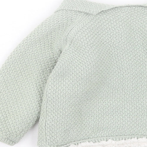 Mothercare Girls Green Cotton Cardigan Jumper Size 6-9 Months Button