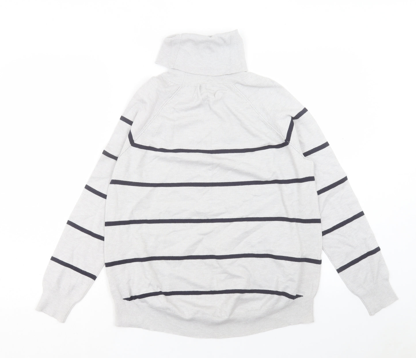 M&Co Womens Grey Roll Neck Striped Viscose Pullover Jumper Size 12
