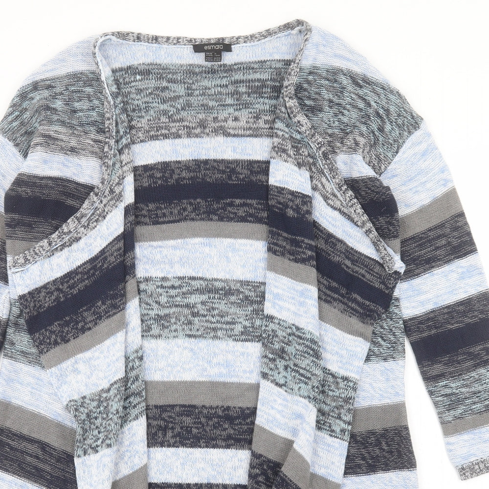 ESMARA Womens Blue V-Neck Striped Cotton Cardigan Jumper Size M