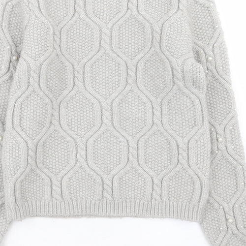 River Island Girls Grey Round Neck Geometric Acrylic Pullover Jumper Size 11-12 Years Pullover