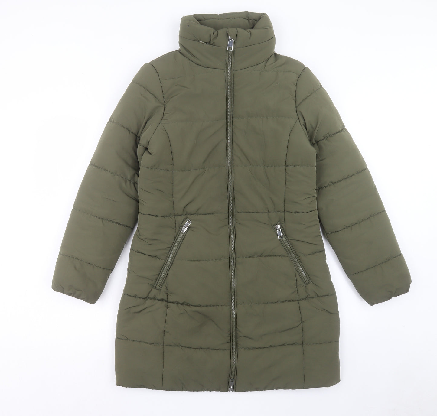 Marks and Spencer Womens Green Puffer Jacket Coat Size 10 Zip