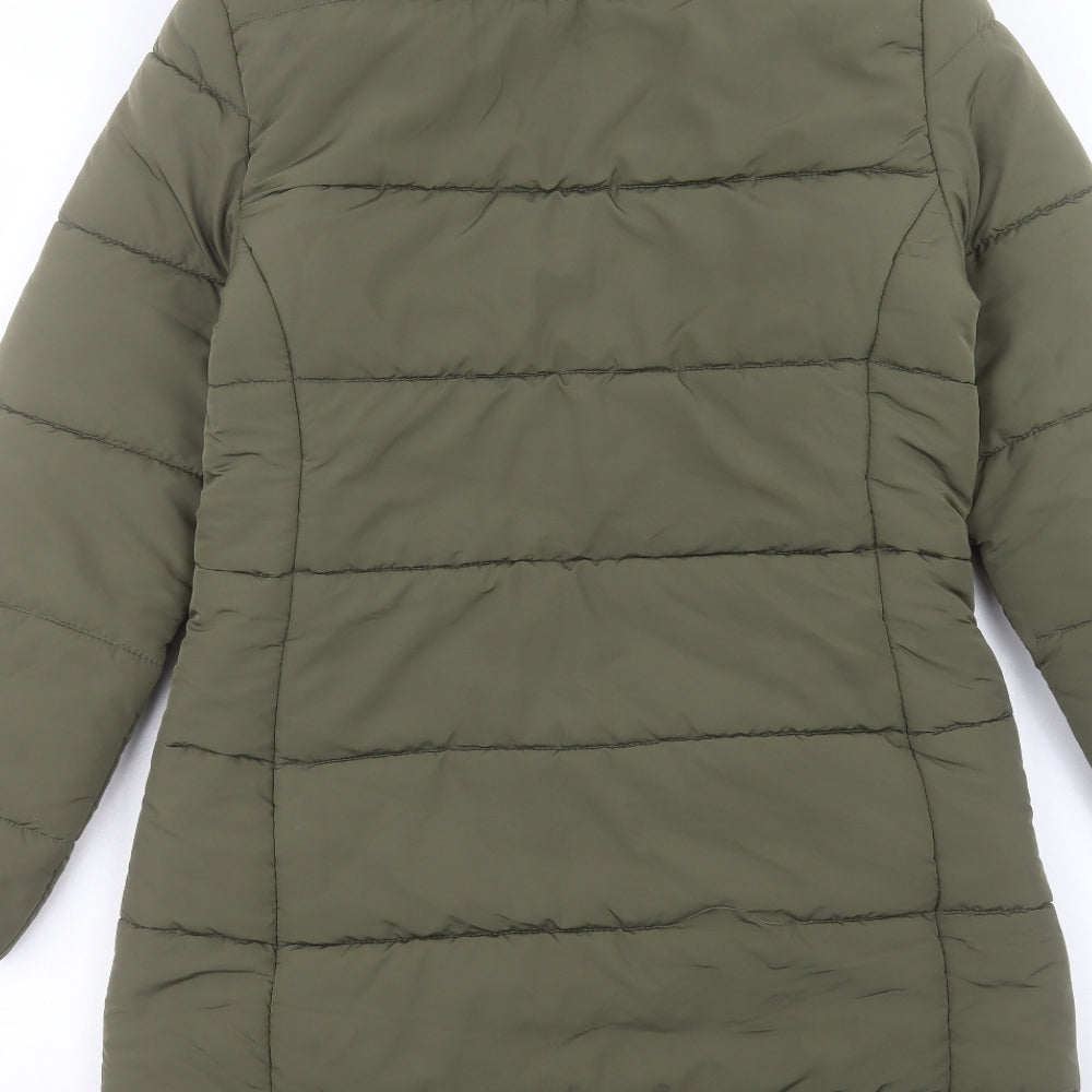 Marks and Spencer Womens Green Puffer Jacket Coat Size 10 Zip