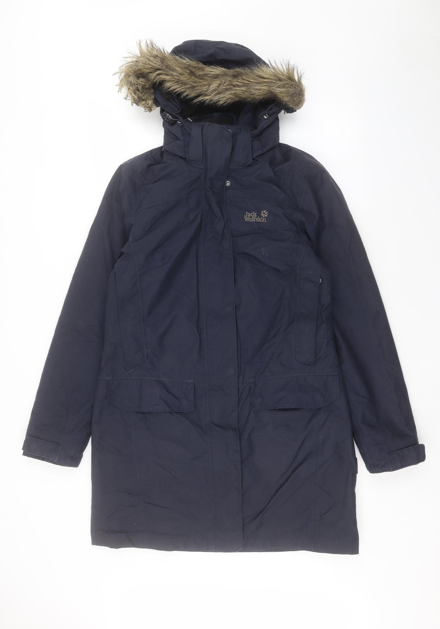 Jack Wolfskin Womens Blue Parka Coat Size 12 Zip
