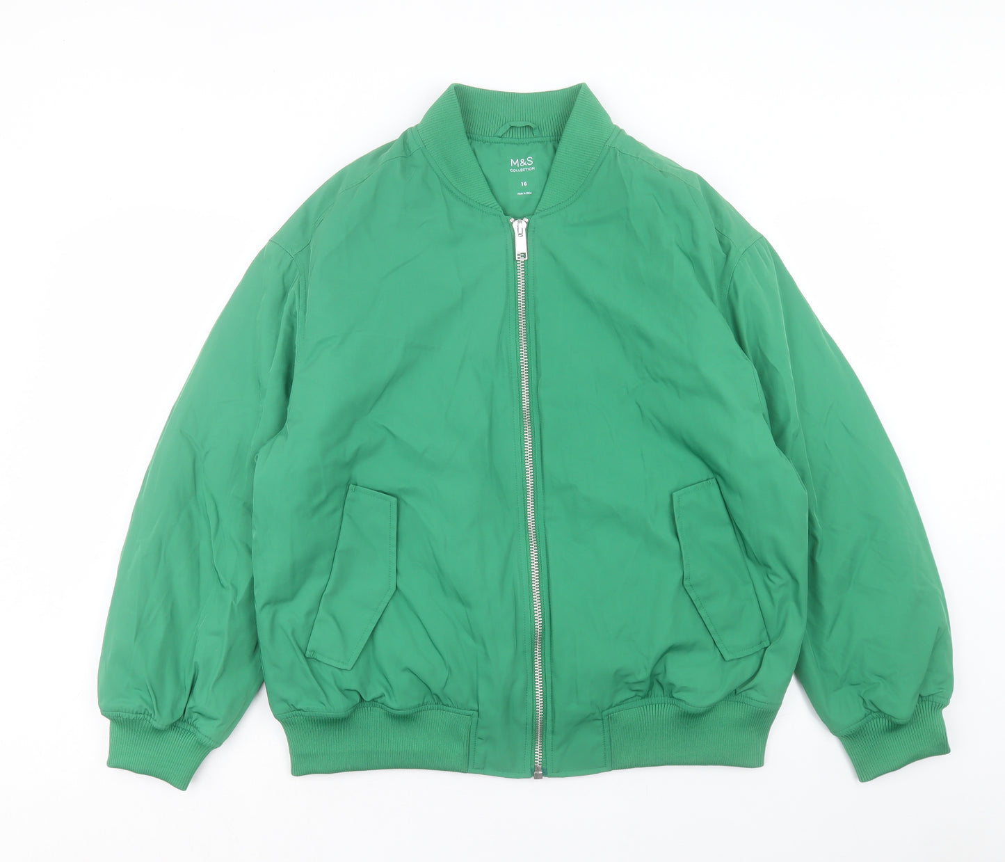 Marks and Spencer Womens Green Bomber Jacket Jacket Size 16 Zip