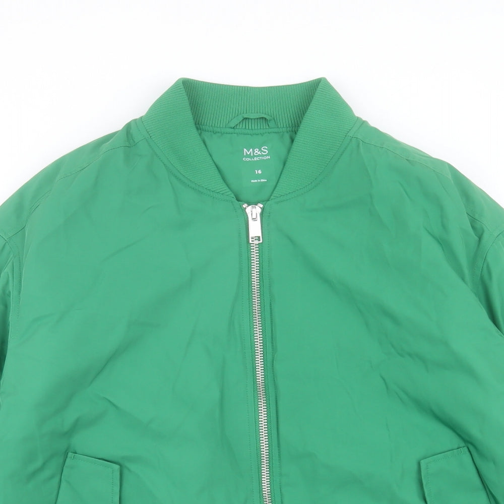 Marks and Spencer Womens Green Bomber Jacket Jacket Size 16 Zip