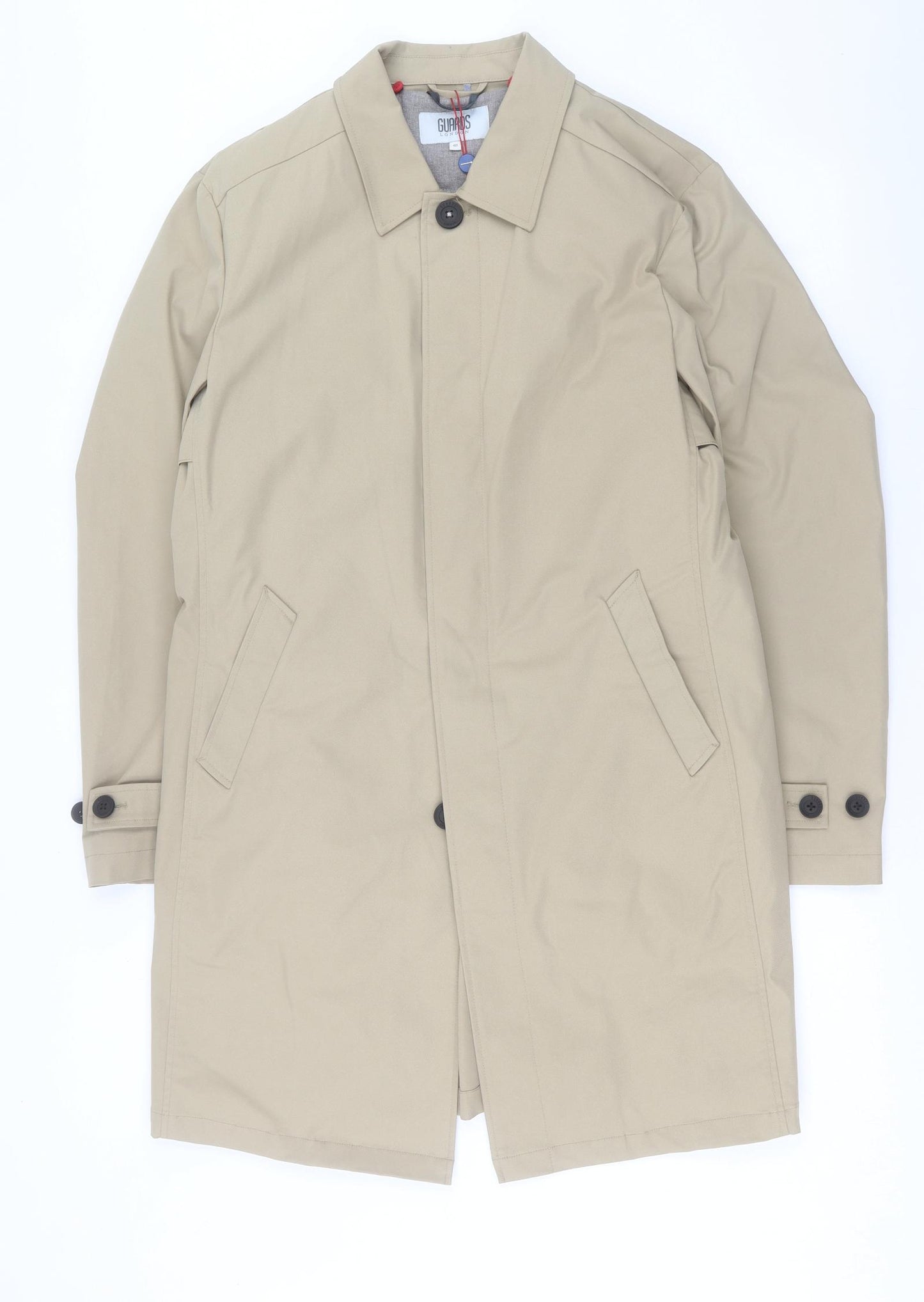 Guards London Mens Beige Overcoat Coat Size 40 Button