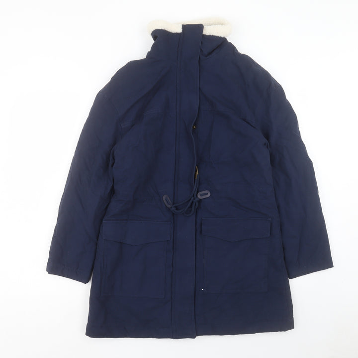 Per Una Womens Blue Parka Coat Size 8 Zip