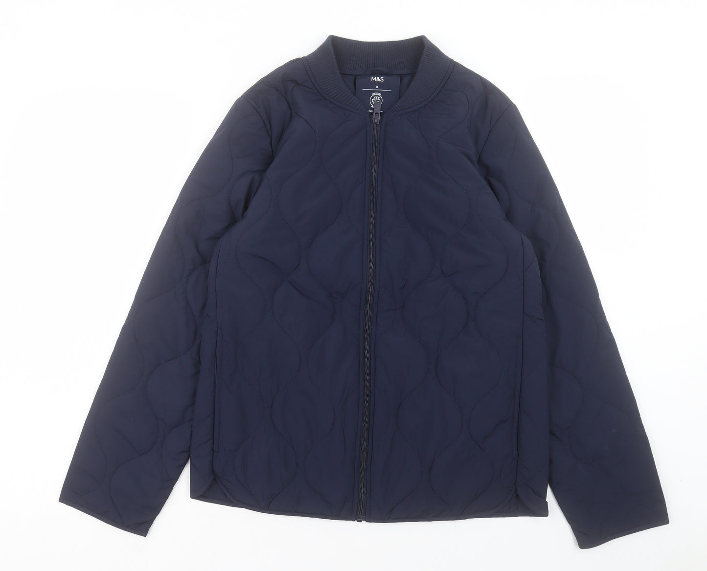 Marks and Spencer Womens Blue Quilted Jacket Size 8 Zip