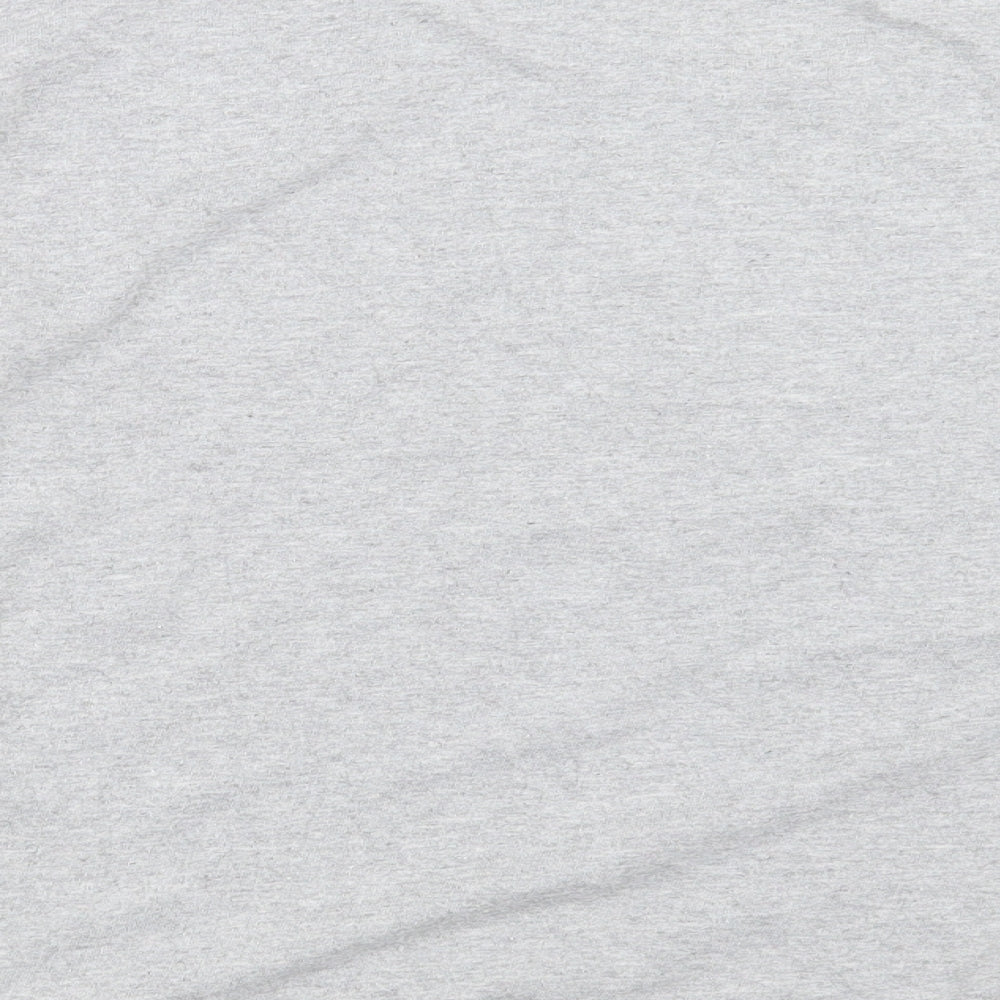 Topshop Womens Grey Cotton Cropped T-Shirt Size L Round Neck